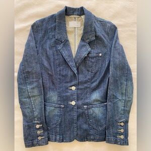 Levi's Jeans Dark Wash Blue Denim Blazer Style Jacket with Silver Buttons Medium